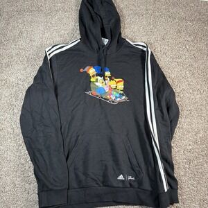 adidas The Simpsons Family Graphic Black‎ Bart Homer Hoodie Men's Size M
